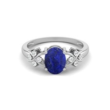 8X6 MM Oval Shape Lapis 925 Sterling Silver Solitaire Celtic Women Wedding Ring