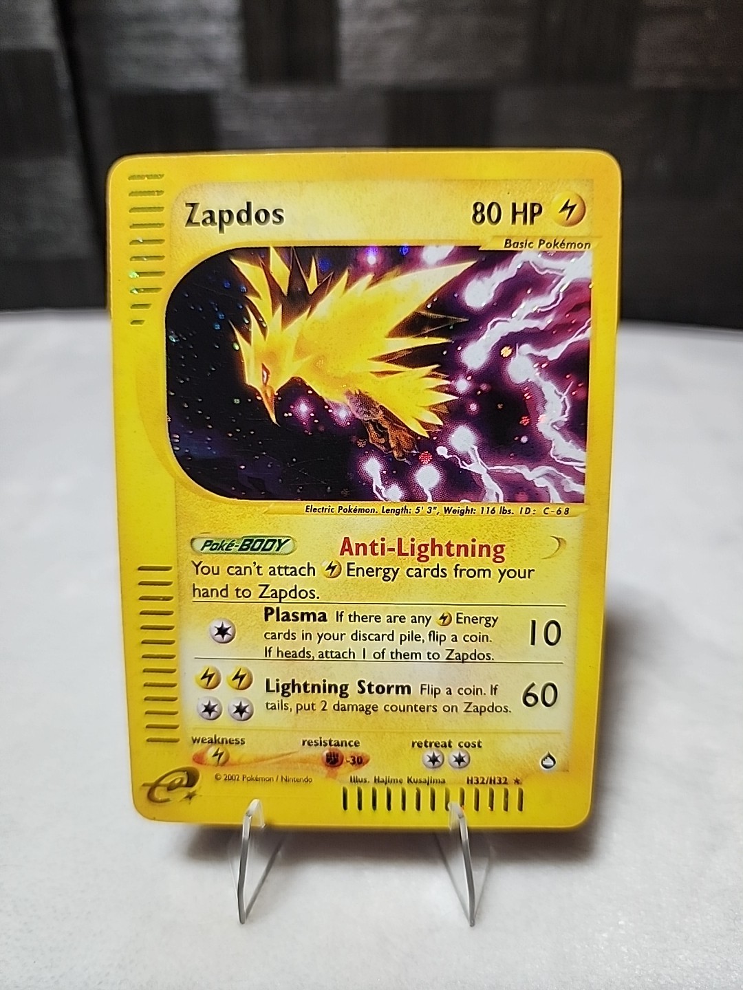 Zapdos H32/H32 Aquapolis Holo Rare Pokemon Card LP E-Reader WOTC Era