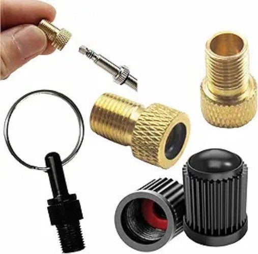 Bike Valve Adapter Set &ndash; Brass Adapters for Presta Valves &ndash; 2 Presta-to-Schrad