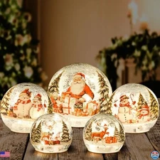 Hungdao 5-Piece Lighted Christmas Snow Globe Set – 6'', 5'', 4'' Sizes Decor