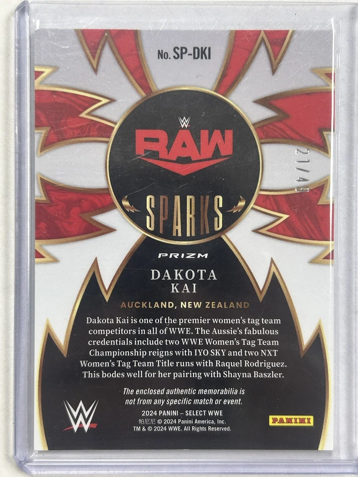 2024 Panini Select WWE Sparks Blue Prizm /49 Dakota Kai #SP-DKI - Image 2 of 2