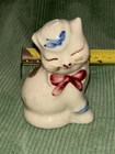 Shawnee Cat Salt or Pepper Shaker Red Bow Collectible Pottery - Puss n Boots
