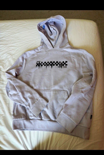 Vans Men's Gray Fleece Pullover Hoodie Graphic Print Hood Pockets Size L