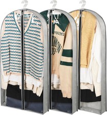 3 Pack 40" Garment Bags for Hanging Clothes Storage, Clear Suits Covers with 4"