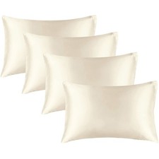 Breathable Satin Pillowcases, King Size Set, Envelope Design, Beige