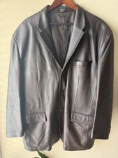 Men's Brown Genuine Leather Blazer XL J. Ferrar 3-Button Soft Jacket