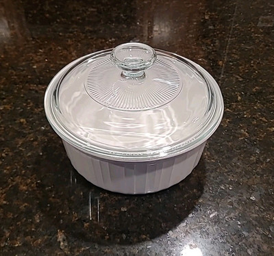 CorningWare FRENCH WHITE F-5-B (1.6 Liter) Casserole w/Pyrex Lid (G-5-C) 