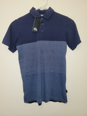 New Quiksilver Wave In Motion Boys Youth Polo Shirt Tee SS Surf Skate Vtg Navy M