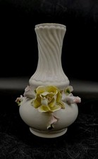 Alba Iulia Romania Applied Sculpted Porcelain Roses Flowers Vase 7¼   EXLNT! 