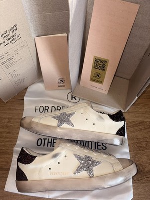 Golden Goose Deluxe Brand Superstar Weiß Leder Silber Glitzer Stern