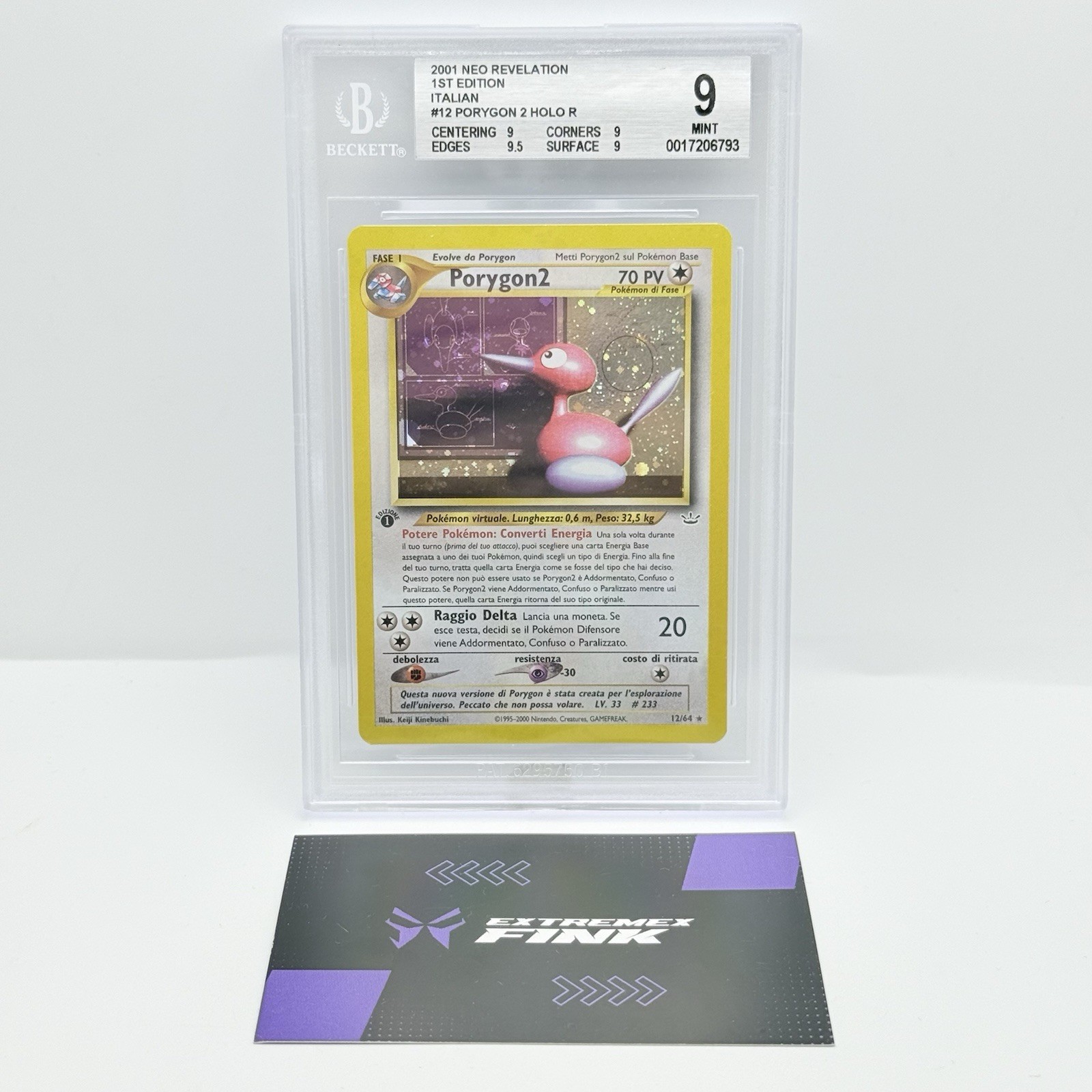 POKEMON CARD PORYGON2 HOLO 12/64 - ITA - 1 EDITION - NEO REVELATION - BGS 9