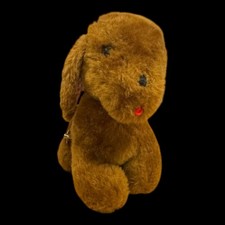 VINTAGE EDEN PUPPY DOG BROWN PLUSH WIND UP MUSICAL "OH WHERE OH WHERE" ANIMAL