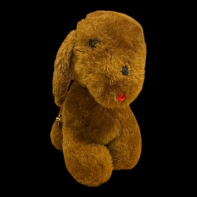 VINTAGE EDEN PUPPY DOG BROWN PLUSH WIND UP MUSICAL ''OH WHERE OH WHERE'' ANIMAL
