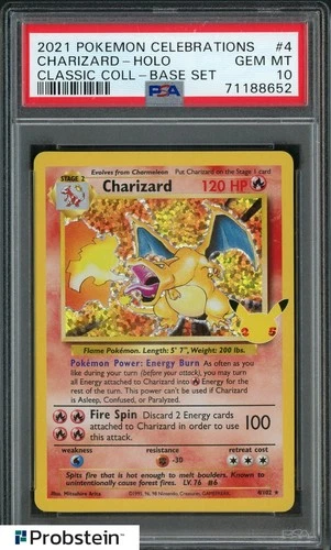 2021 Pokemon Celebrations Classic Base Set #4 Charizard Holo PSA 10 GEM MINT