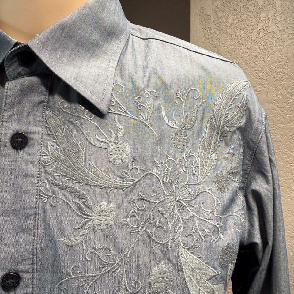 Camisa House Of HOWE Para Hombre Manga Larga Botón Frontal Western Bordado Pesado M Foto 2 de 4