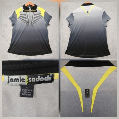 Jamie Sadock Golf Polo Mens L Gray Yellow Gradient 1/4 Zip Performance Shirt