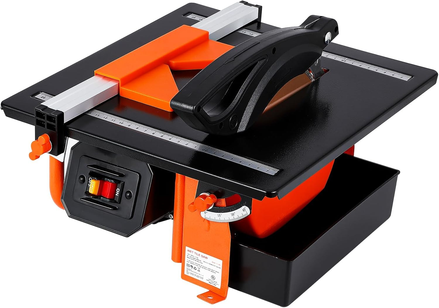 7 Inch Wet Tile Saw, 3450 RPM, Bevel Cuts Tile from 0 to 45 Degrees, Tile Cutter