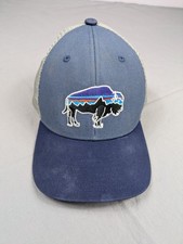 Patagonia Buffalo Mesh Youth Kids Trucker Snapback Hat Blue Flaw