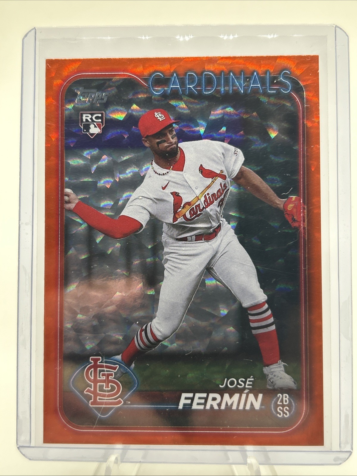 2024 Topps Series 1 - Jose Fermin #305 Orange Crackle Foil /299 (RC) Cardinals