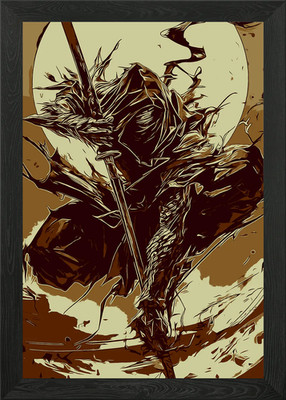 Schattenkrieger mit Katana gerahmtes Wandbild Poster Leinwanddruck Bild