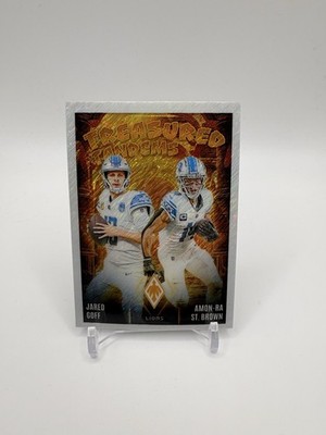 2024 Panini Phoenix-Treasured Tandems Jared Goff /Amon Ra St Brown White Shimmer