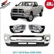 Front Bumper Face Bar Chrome Fog Lights Kit For 2011-2018 Ram 2500 3500