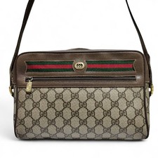 GUCCI GG Supreme Web Sherry Line Shoulder Bag Crossbody PVC Vintage Used