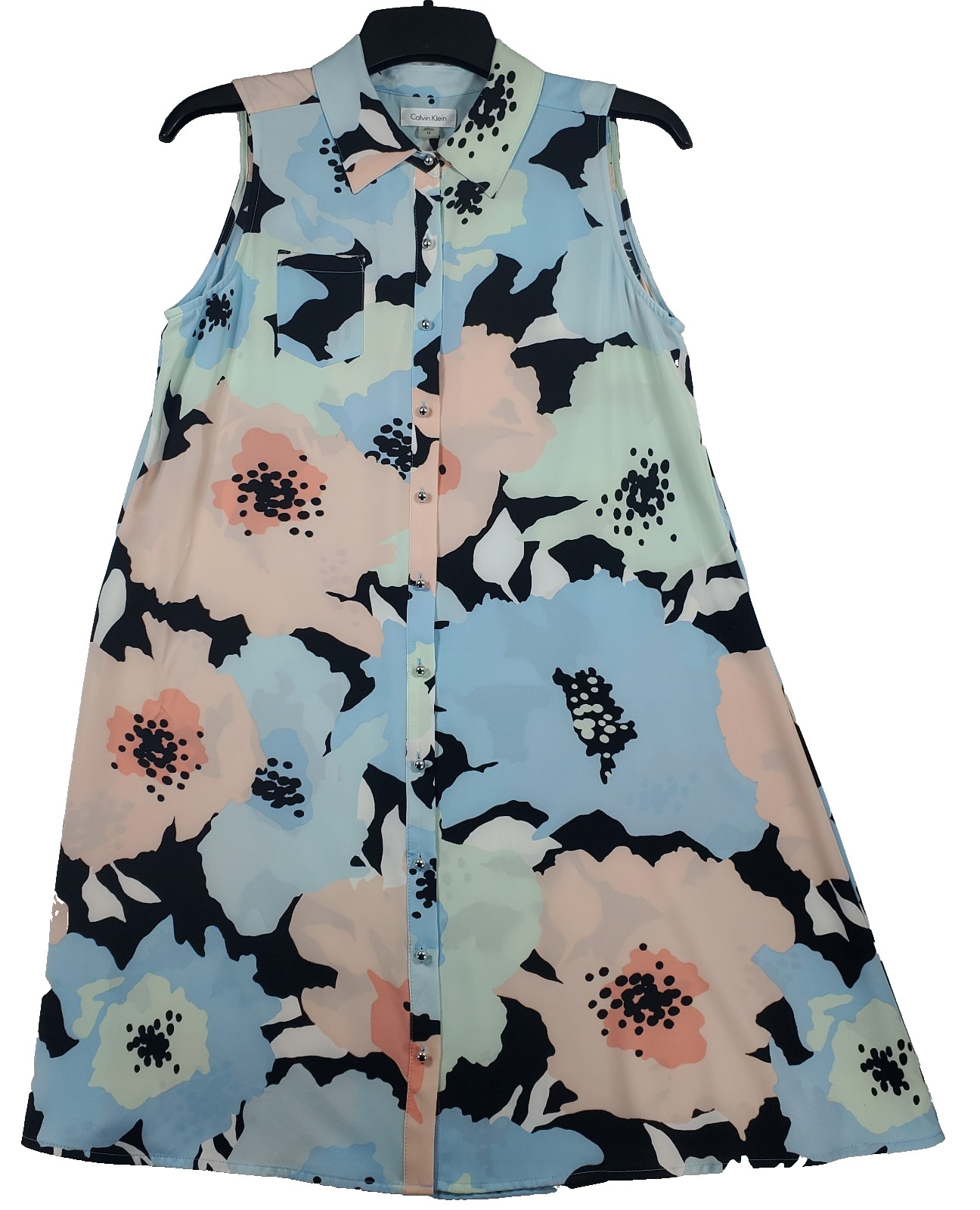 Calvin Klein Dress Women's size 10 Multicolor Flowy Button Up Tank Sleeveless