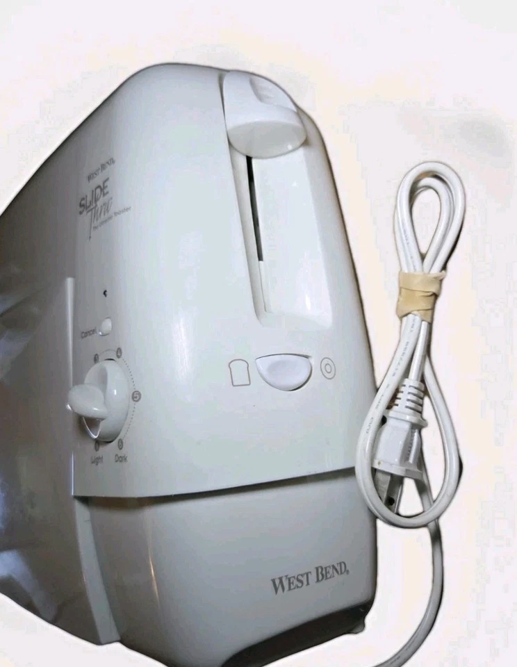 复古白色 WestBend 烤面包机 2 片宽槽滑过 6220 — 第 3/4 张图片