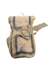 BABY BLANKET BABIES R US KOALA BABY PINK YELLOW SQUARE PATCH CROCHET CRIB