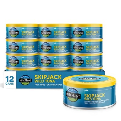 Wild Planet Skipjack Tuna, Sea Salt, Canned 5 Ounce (Pack of 12)
