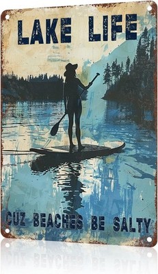 Lake Life Cuz Beaches Be Salty Vintage Tin Metal Signs Home Décor Bar Pub Garage