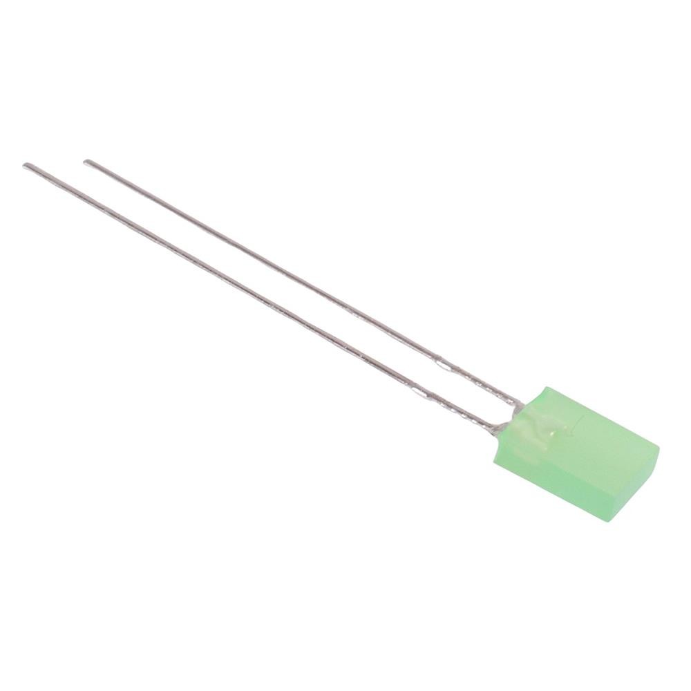 10 x Green Rectangle 2x5mm Diffused LED 1000mcd 130°