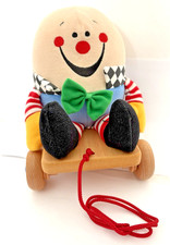 Vintage Eden Humpty Dumpty Plush Musical Pull Toy Wood Base London Bridges EC