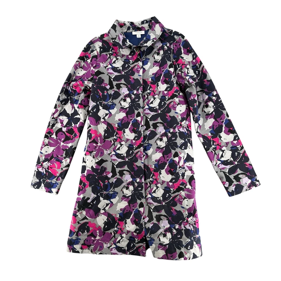 Gabardina larga de algodón de lona púrpura con estampado floral Thakoon mediana Foto 4 de 4