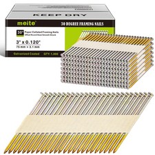 1000 Counts meite 30 Degree Framing Nails 3" x .120" Galvanized Smooth Shank