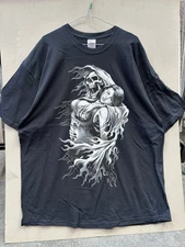 2000’s Reaper Babe Biker Slick Designs Skull Graphic  Tshirt Multiple Sizes