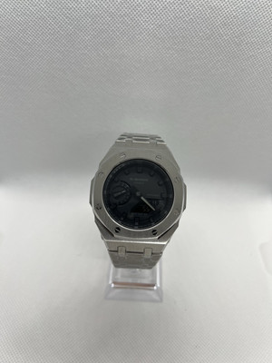 Casio G-Shock GA-2100  Silver Phantom    CasiOak Edelstahl-Mod  Blacked-Dial