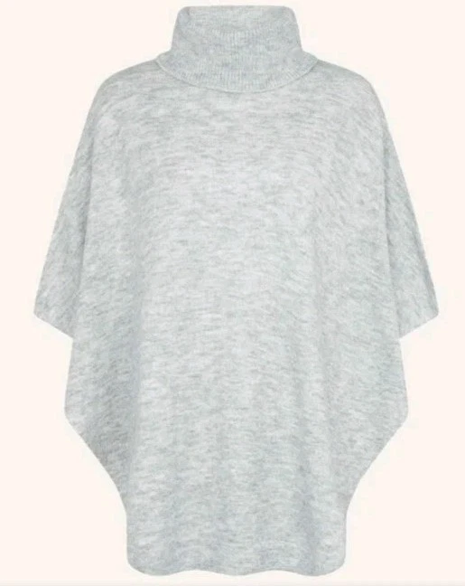 Monsoon Accessorize Cosy Knit Grey Poncho Bnwt Roll Neck