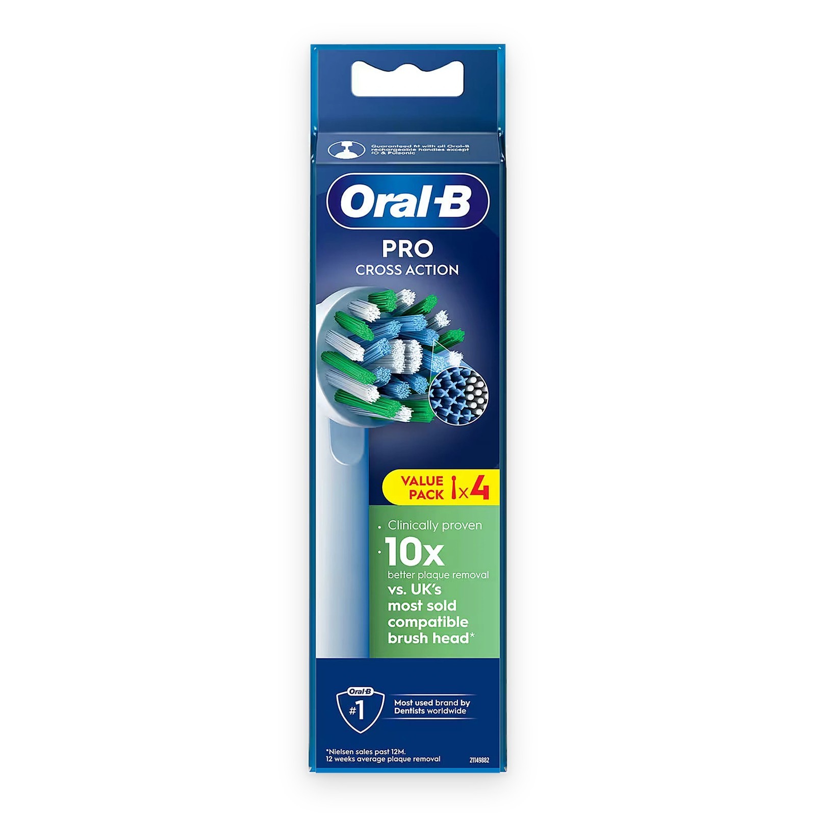 Oral-B Pro Cross Action Electric Toothbrush Heads, 4 Count, White | X-Shape & Angled Bristles, Deep Plaque Removal, Replacement Brush Heads - Image 7