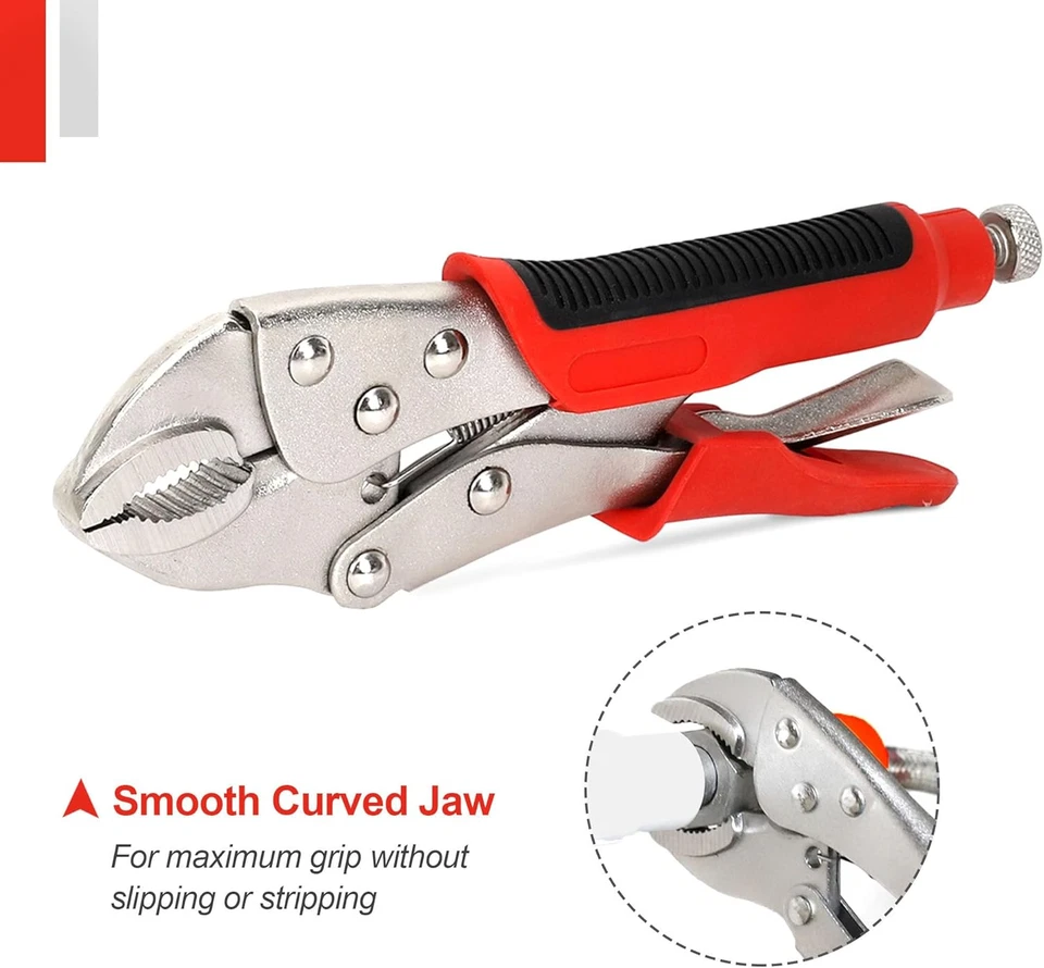 4-Piece Locking Pliers Set, 5", 7", 10" Curved Jaw, 6.5" Long Nose - Image 3 of 4