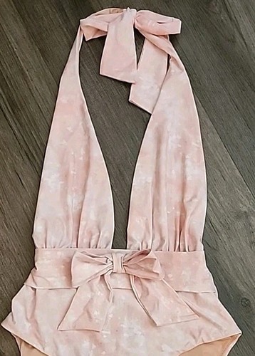 We Wore What Swimsuit Pink Floral Size Sm/Medium Adjustable Halter Tie - Picture 10 of 11