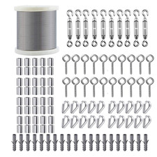 Garden Wire Kit 60M Stainless Steel Rope with Turnbuckle Tensioner for Fence