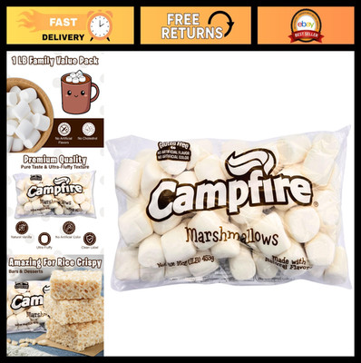 1 lb Large White Marshmallows - Natural Vanilla Flavor, No Artificial Additives,