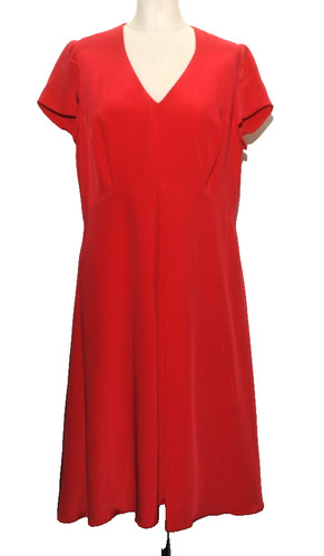 Hardy Amies, VINTAGE HARDY AMIES LONDON A-LINE DRESS IN RED SIZE 12