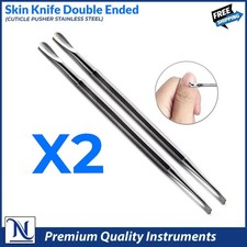 Cuticle  Nail Pusher Long Flat Skin Care Knife Finger Nail Cleaner Tool X2