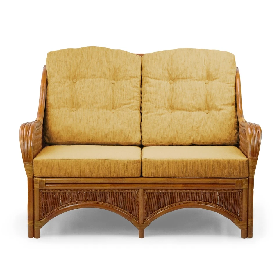 Джем натуральный ручной работы ротанг плетеный диван двухместный диван, светло-коричневая подушка - Изображение 3 из 4