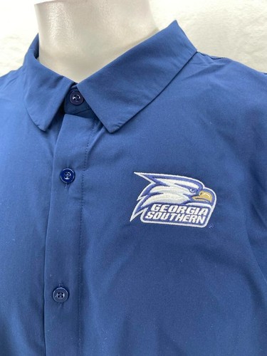 NEW GS Georgia Southern Eagles Adidas Sideline21 Navy Full Button Polo Men's L - Picture 5 of 8
