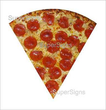 2 12" PEPPERONI PIZZA SLICE Decal Sticker set for Delivery Shop Window Car Sign