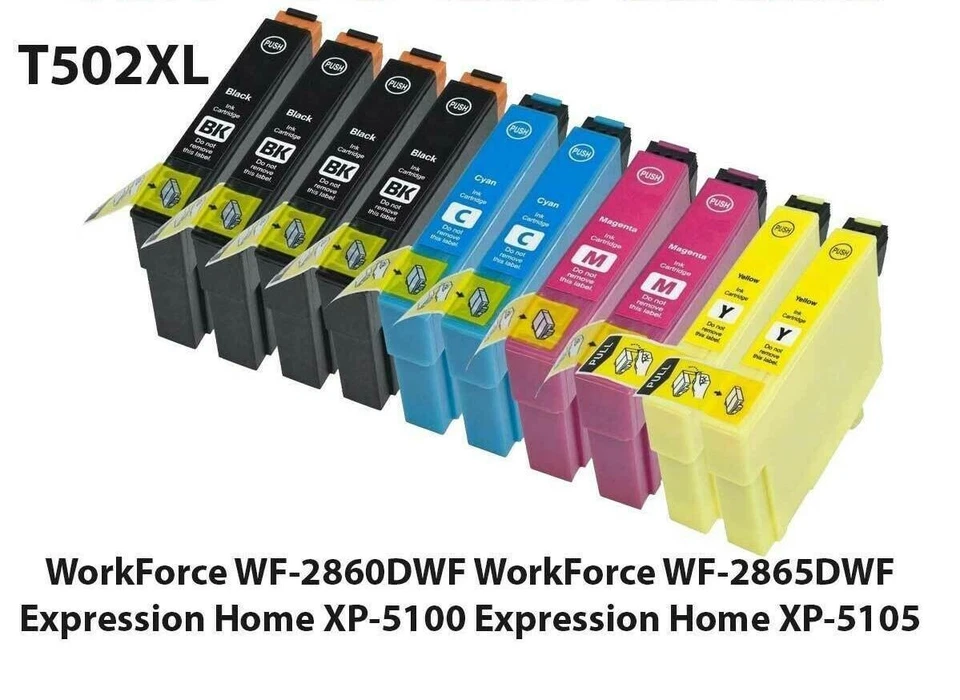 10 CARTUCCE 502XL PER EPSON EXPRESSION XP-5100 XP-5105 XP-5150 XP-5155-WF2860